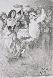 Gypsy Marriage Dance, fra The Zincali af George Barrow (1803-81), udgivet i London, 1923 (blyantstegning på papir)